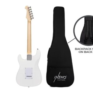 Monoprice 6-String Cali DLX Plus Electric Guitar - Right Handed, Gig Bag, Solid Ash Body, Ivory - Indio Series