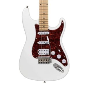 Monoprice 6-String Cali DLX Plus Electric Guitar - Right Handed, Gig Bag, Solid Ash Body, Ivory - Indio Series