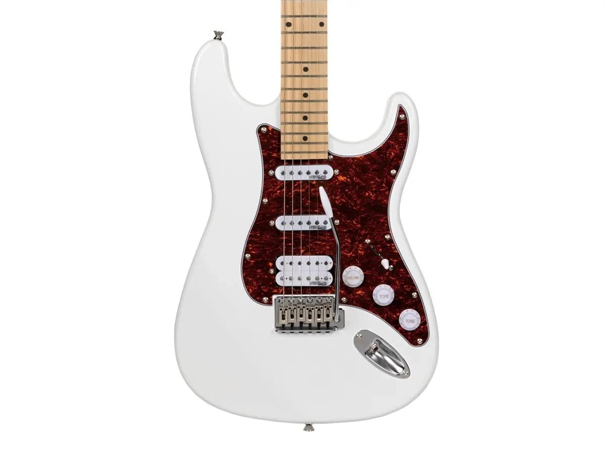 Monoprice 6-String Cali DLX Plus Electric Guitar - Right Handed, Gig Bag, Solid Ash Body, Ivory - Indio Series