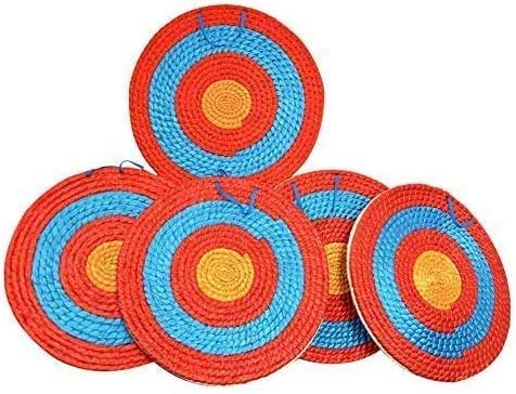 AMEYXGS 4-Ring Bullseye Archery Shooting Target Handmade Traditional Straw Target 1-5 Layer Target Solid Round for Outdoor Sports Hunting Shooting Practice (1 Layer)