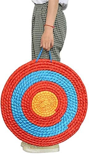 AMEYXGS 4-Ring Bullseye Archery Shooting Target Handmade Traditional Straw Target 1-5 Layer Target Solid Round for Outdoor Sports Hunting Shooting Practice (1 Layer)