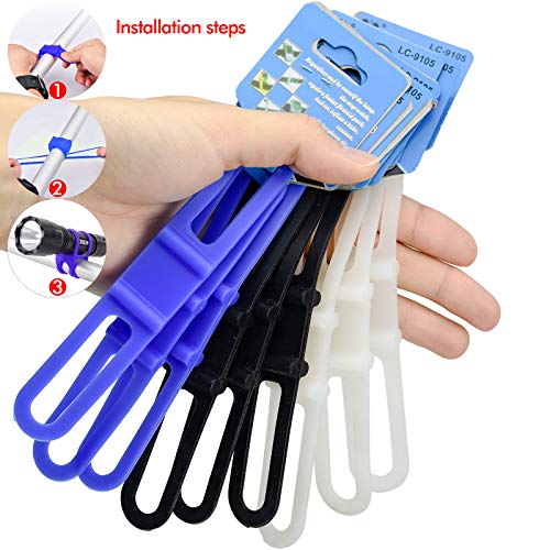 9Pcs Bicycle Silicone Band Bicycle Silicone Band Multicolor Tie Clip Ribbon Mount Holder Universal Led Rubber Elastic Strips Bandage Belt for Bike Light Handlebar Mount