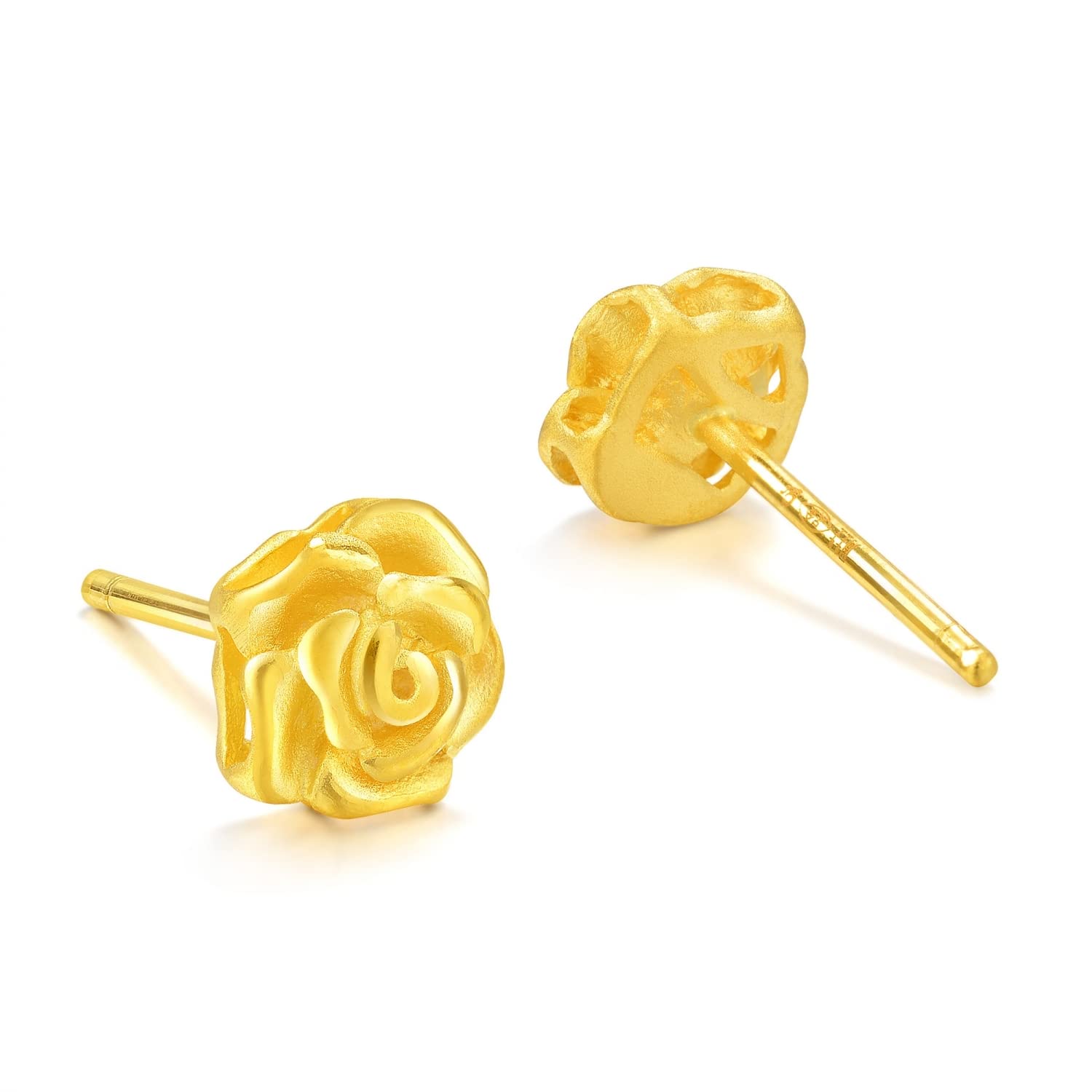 CHOW SANG SANG 999.9 24K Solid Gold Roses Stud Earrings for Women 68730E