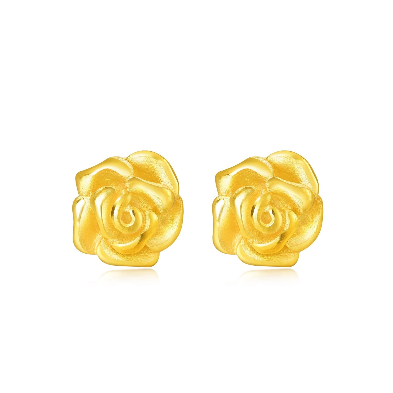 CHOW SANG SANG 999.9 24K Solid Gold Roses Stud Earrings for Women 68730E