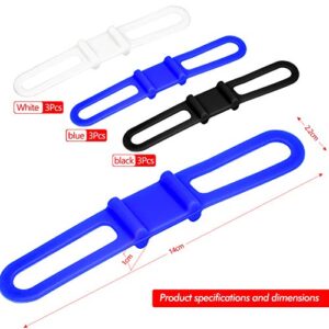 9Pcs Bicycle Silicone Band Bicycle Silicone Band Multicolor Tie Clip Ribbon Mount Holder Universal Led Rubber Elastic Strips Bandage Belt for Bike Light Handlebar Mount