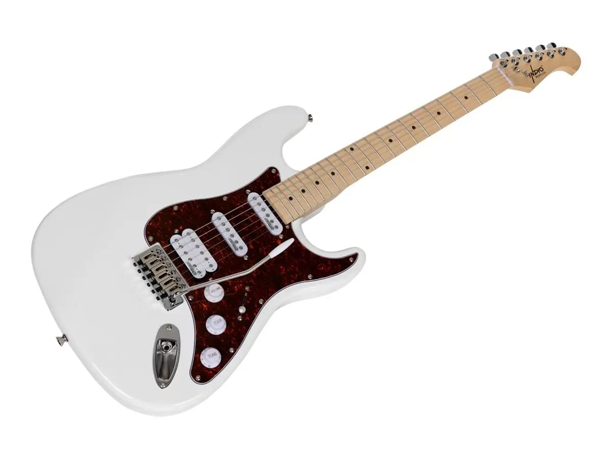 Monoprice 6-String Cali DLX Plus Electric Guitar - Right Handed, Gig Bag, Solid Ash Body, Ivory - Indio Series