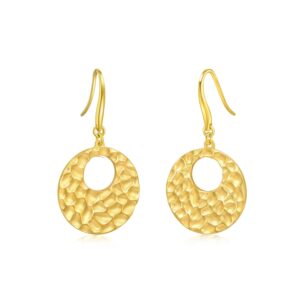 CHOW SANG SANG Dazzling Mirror Gold 999 24K Solid Gold Price-by-Weight Gold Round Plate, Circle Drop Earrings for Women 93677E (Approx. 0.22tael (~8.23g))