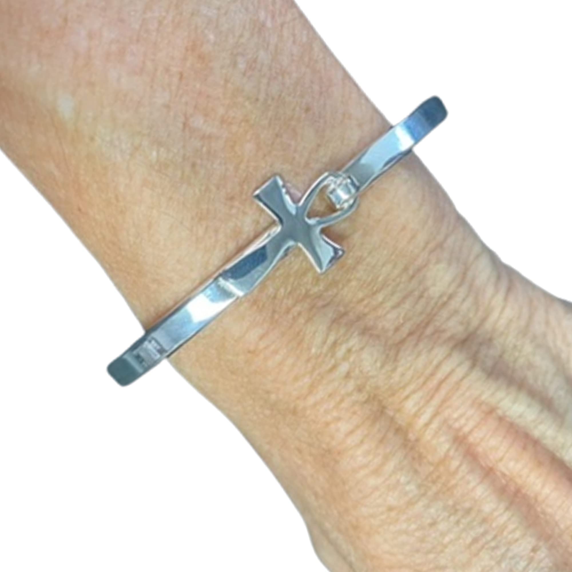 Religious Elegant Cross/Crucifix Bangle Bracelet – Bracelets with Silver Cross for Religious Groups, Faith Based, Gift-Giving/Confirmation Gift and Church Fundraising Item - 1 Bracelet