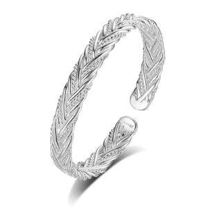 haiiah 99.99% sterling silver bracelet(1.40+oz), open cuff unisex bracelet,fashionable and twisted style bangle bracelets