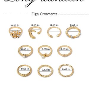 Long tiantian Stacking Rings for Women Moon Star Knuckle Rings for Women Gifts Simple Boho Rings Set Cute Stackable Aesthetic Rings Christmas Stocking Stuffers Gifts(Moon and Star)