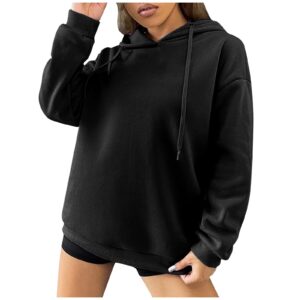 Women Pullover Slogan Graphic Drop Shoulder Letter Print Drawstring Long-Sleeved Hooded Casual Blouse Sweater Hoodie for