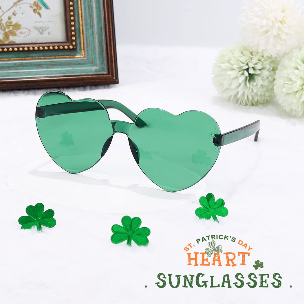 GEMILY Green Sunglasses Fashion Heart Shape Sunglasses Transparent Rimless Love Eyewear for Women and Girls