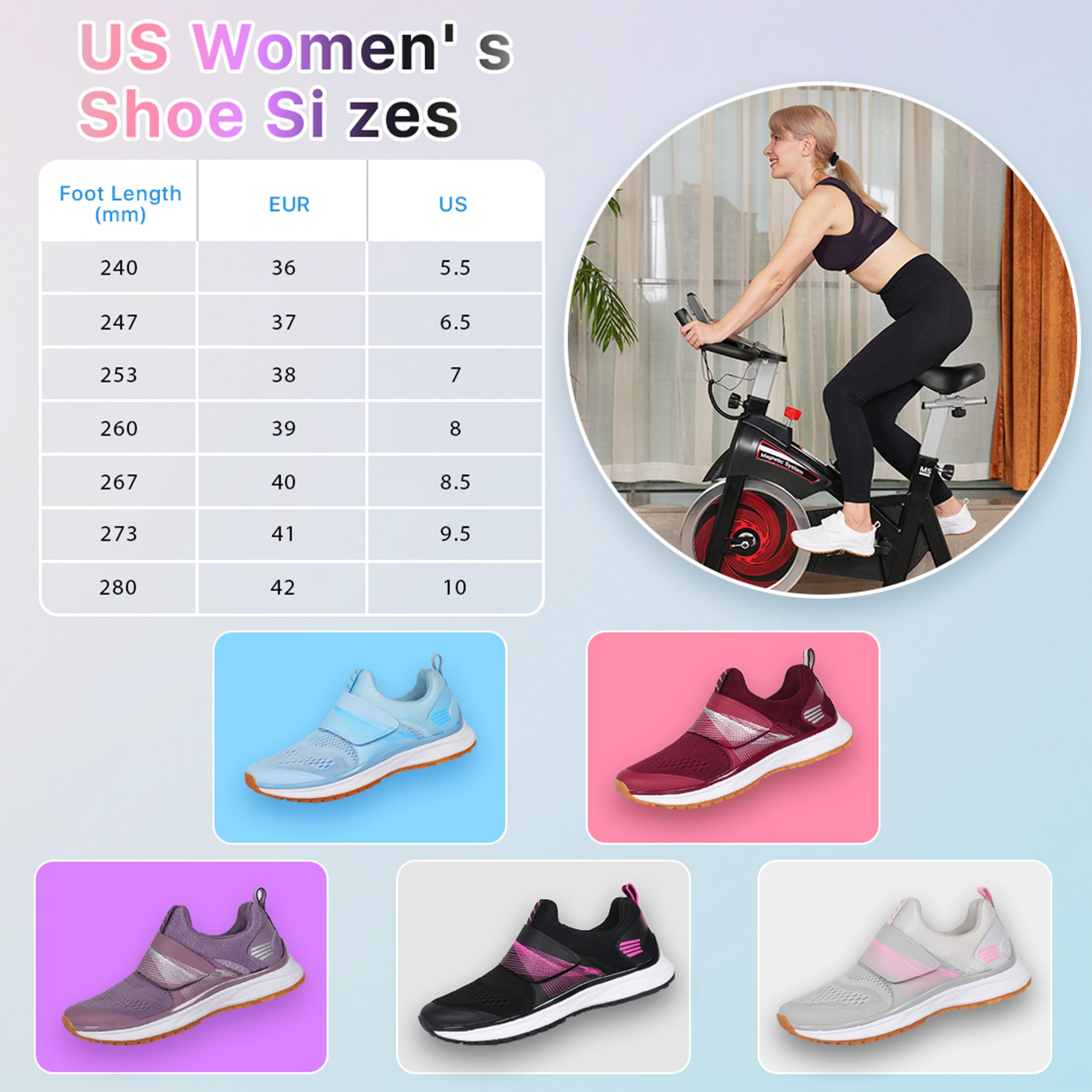 KOFUBOKE Women’s Indoor Cycling Shoes SPD Cleats Compatible Comfortable and Breathable Road Bike Shoes White