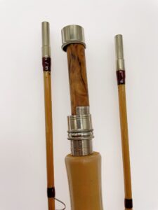 new bamboo fly rod with nickel silver downlocked reelseat and agate strip guide. (8'0" #6)