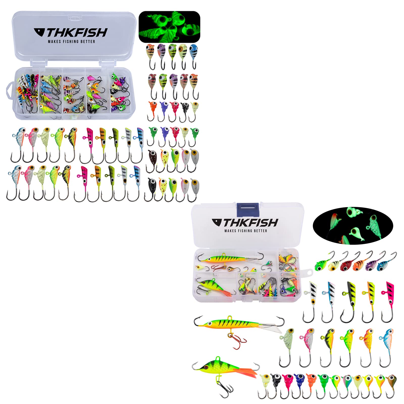 THKFISH Ice Fishing Jigs Lures Ice Fishing Lures Ice Fishing Gear A-50PCS+ D-31pcs