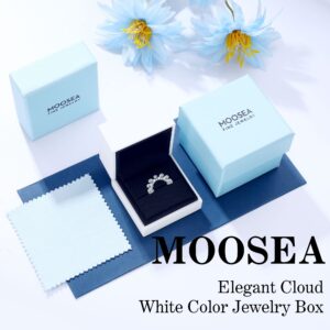 MOOSEA Sunburst Moissanite Rings for Women, D Color VVS1 Clarity Lab Created Diamond Wedding Band 14K White Gold Vermeil Moissanite Curved Wedding Band for Women Mom Wife Anniversary Jewelry Gifts