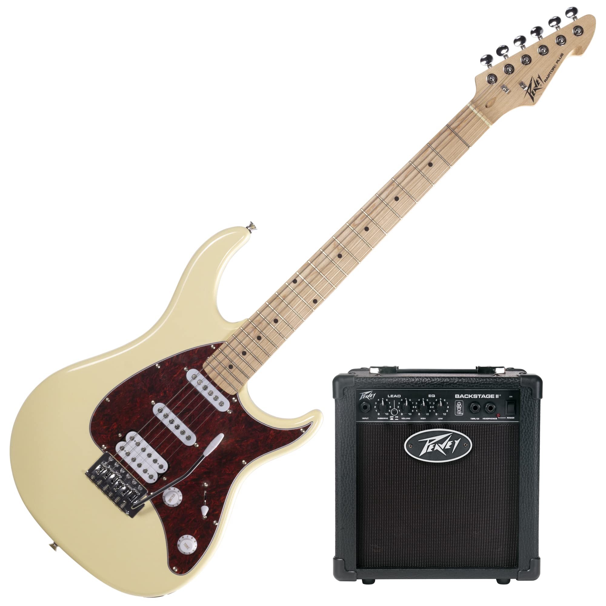 Peavey Raptor® Plus Ivory Electric Guitar With Backstage® II Combo Guitar Amplifier