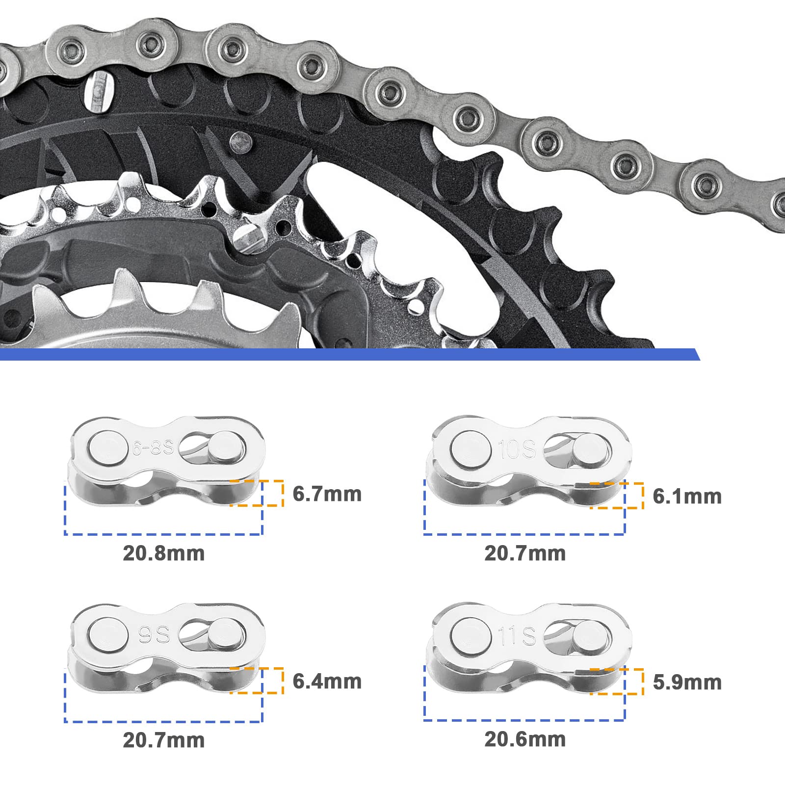 SING F LTD 10 Pairs Bicycle Chain Link Replacement 6/7/8,9,10,11-Speed Quick Release Link Bicycle Missing Link Accessories for Folding Bike Mountain Bike Road Bike