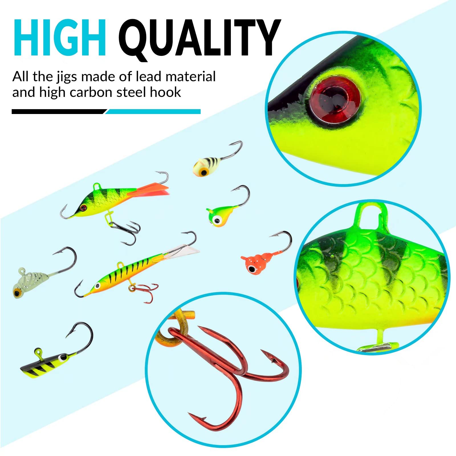 THKFISH Ice Fishing Jigs Lures Ice Fishing Lures Ice Fishing Gear A-50PCS+ D-31pcs