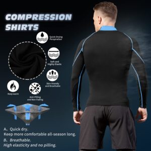 2/3 Pack Men's Compression Shirts Long Sleeve Workout Shirts Mock Turtleneck Athletic Base Layer Active Undershirts Tops