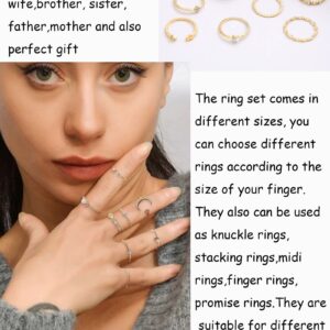 Long tiantian Stacking Rings for Women Moon Star Knuckle Rings for Women Gifts Simple Boho Rings Set Cute Stackable Aesthetic Rings Christmas Stocking Stuffers Gifts(Moon and Star)