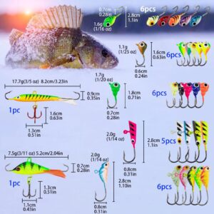 THKFISH Ice Fishing Jigs Lures Ice Fishing Lures Ice Fishing Gear A-50PCS+ D-31pcs