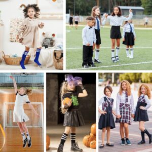 Kids Soccer Socks Toddler Knee High Tube Socks Three Stripes Cotton Uniform Sports Stocking for Girls Boys Halloween Socks 1 Pack Black Orange