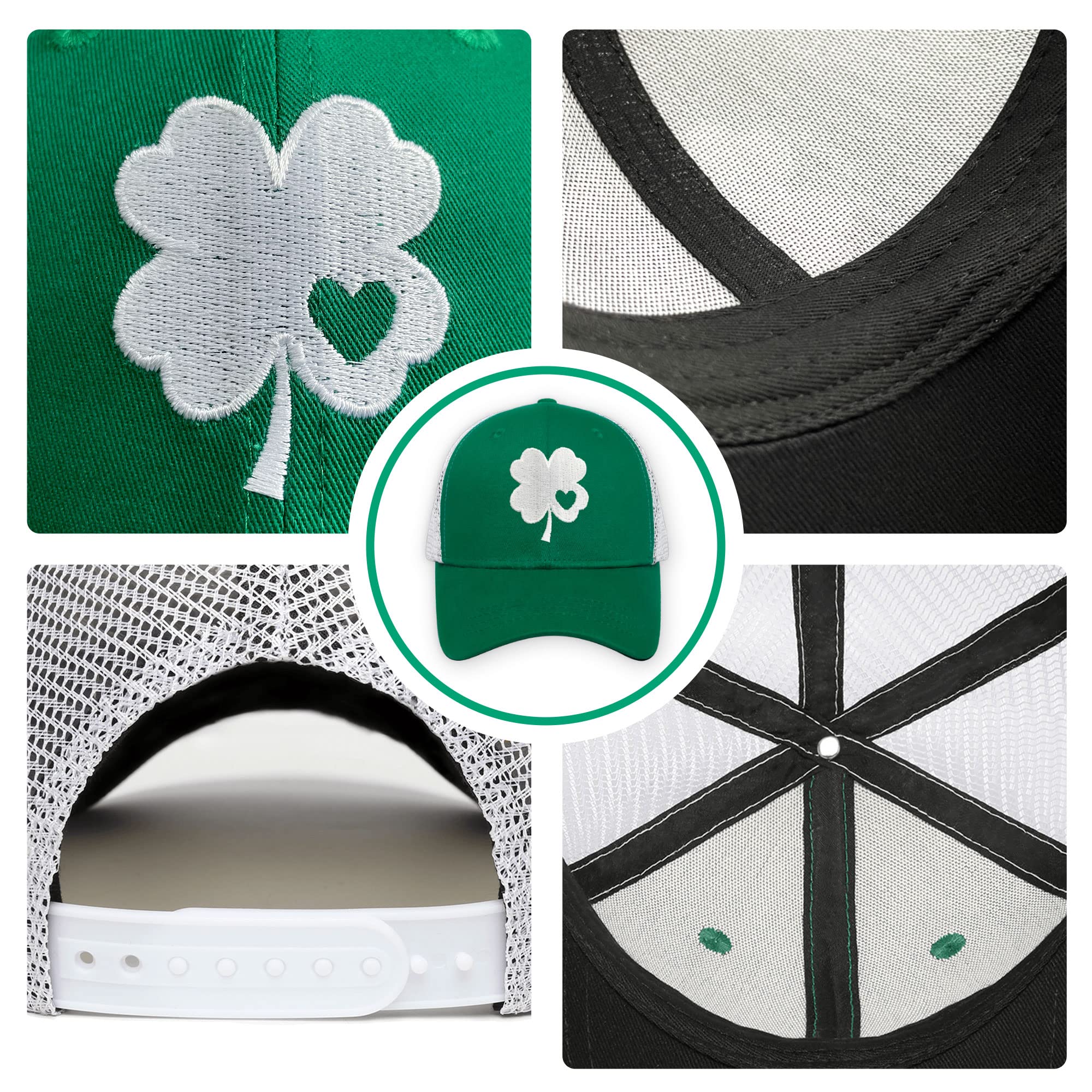 St. Patrick's Day Clover Baseball Cap Adjustable Trucker Hat Fashion Dad Hat Sports Hat St. Patrick’s Day Gift