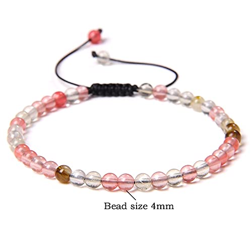 Adjustable 4MM Stone Beads Bracelet For Women Natural Agates Jaspers Onyx Lapis Lazuli Woven Bracelet For New Year Gift Jewelry - (Metal Color: 18.sodalite; Length: Adjustable)