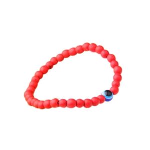 Cool Natural Stone Beaded Bracelets 3Pcs/Set Evil Eye Elastic Rope Bracelets Turquoise Onyx Agates Bracelet for Women Men Gifts - ( Metal Color: Red Onyx 1Pc; Length: 17 cm )