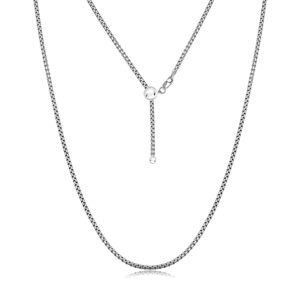 savlano 925 sterling silver solid 1.5mm round box adjustable bolo 14-24 inch chain necklace for women - made in italy comes with a gift box (white)