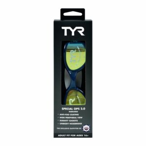 TYR Adult Special Ops 2.0 Mirrored Swim Goggles, Gold/Navy