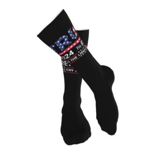 Donald Trump 2024 The Return Make Liberals Cry Again American Flag Trump Lovers Gifts Socks for Women Soft Warm Long Socks Mens Compression Socks Running Socks Hiking Socks 20 in Black