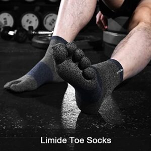 limide Men's Running Toe Socks Five Finger Socks Compression Crew Low Cut Ankle Athletic Wicking Socks for Running 3 Pairs(Size 7-11)