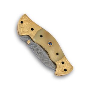 CLOUD KILT Handmade Pocket Folding Knife With Leather Sheath Premium Quality Best Hunting Gear Pocket Knives Gifts For Men (Camel White Bone)