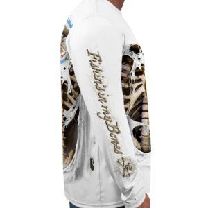 Rattlin Jack Men's Long Sleeve Fishing Shirt UVprotection Skeleton Bone XL White