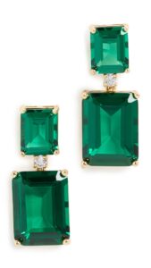 kenneth jay lane women's double drop earrings, emgo, green, one size