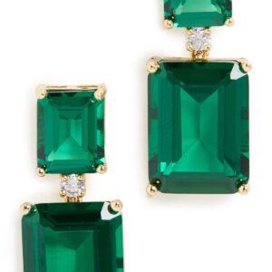 Kenneth Jay Lane Women's Double Drop Earrings, EMGO, Green, One Size