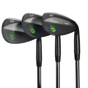 BombTech - Premium Golf Wedge Set - 52, 56, 60 Degrees Golf Wedges - Max Groove for Increased Spin - Black Wedges…