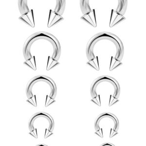 Ocptiy 6G 8G 12G 14G 16G Ear Earrings Gauges Septum Nose Plugs Tunnels Stretching Kit Surgical Stainless Steel Large Big Wide Septum Eyebrow Lip Belly Ring Cartilage Helix Tragus Earring Piercing Kit