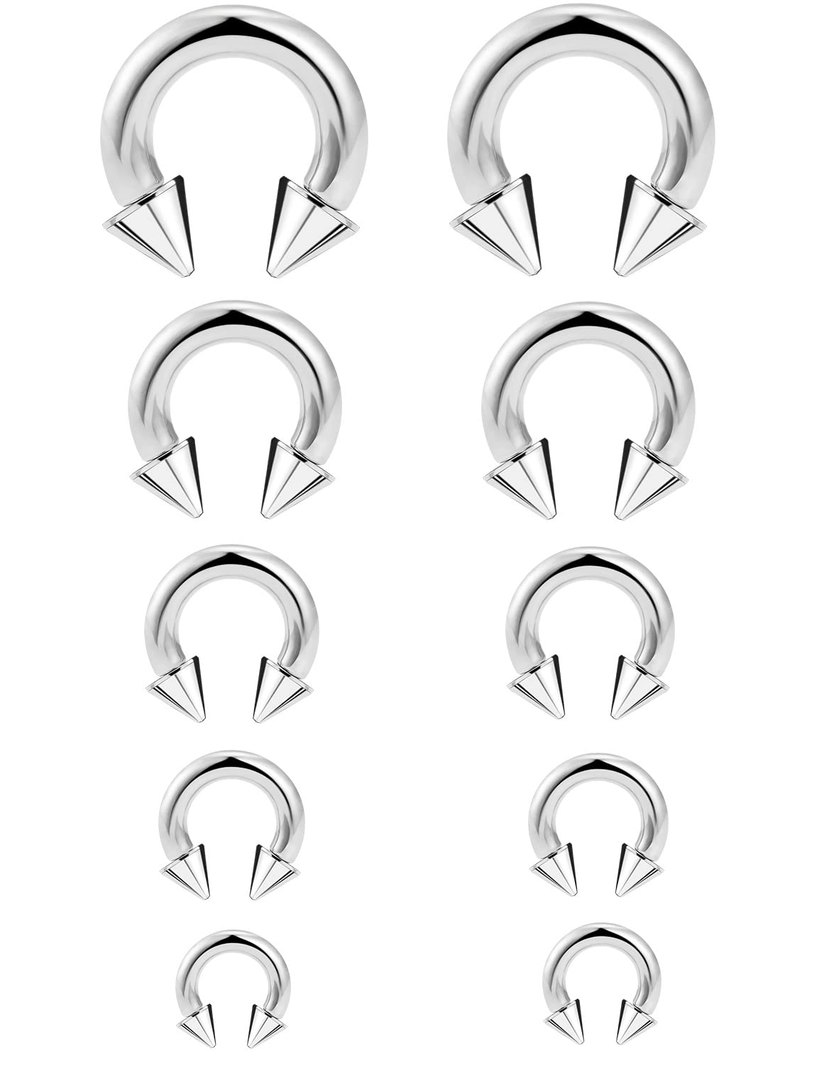 Ocptiy 6G 8G 12G 14G 16G Ear Earrings Gauges Septum Nose Plugs Tunnels Stretching Kit Surgical Stainless Steel Large Big Wide Septum Eyebrow Lip Belly Ring Cartilage Helix Tragus Earring Piercing Kit