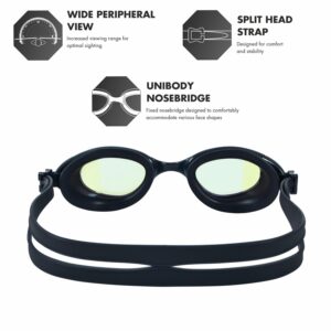 TYR Adult Special Ops 2.0 Mirrored Swim Goggles, Gold/Navy