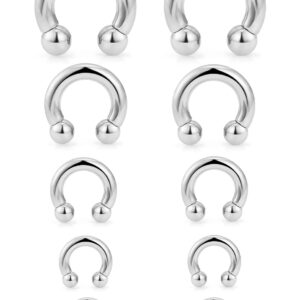 Ocptiy 6G 8G 12G 14G 16G Ear Earrings Gauges Septum Nose Plugs Tunnels Stretching Kit Surgical Stainless Steel Large Big Wide Septum Eyebrow Lip Belly Ring Cartilage Helix Tragus Earring Piercing Kit