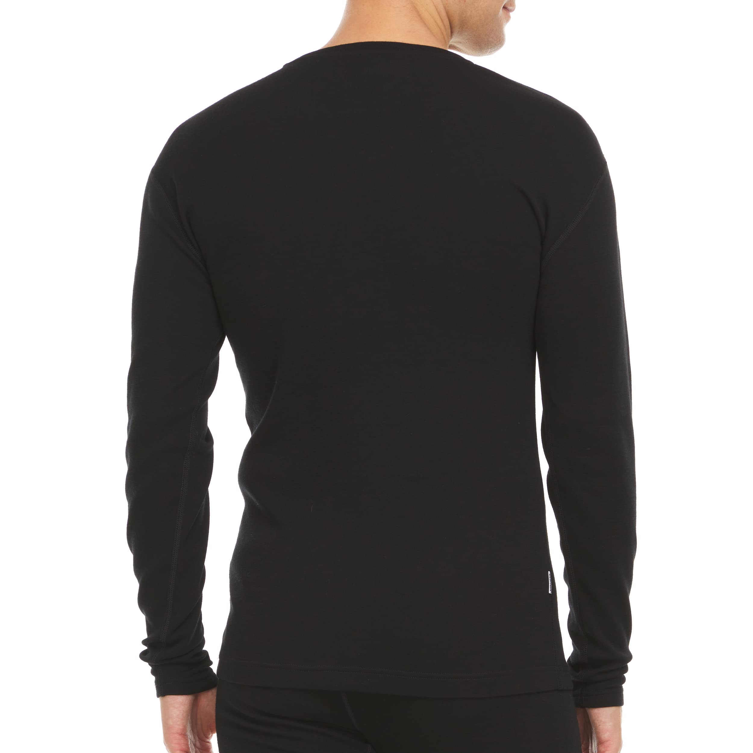 Men's Long Sleeve V-Neck - 100% Merino Wool Base Layer - Casual Shirt - Under Layer - Midlayer - Black - Medium