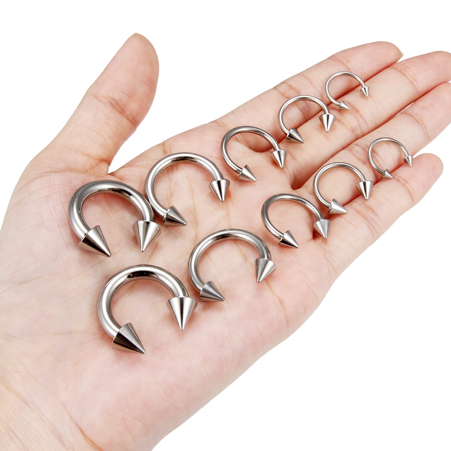 Ocptiy 6G 8G 12G 14G 16G Ear Earrings Gauges Septum Nose Plugs Tunnels Stretching Kit Surgical Stainless Steel Large Big Wide Septum Eyebrow Lip Belly Ring Cartilage Helix Tragus Earring Piercing Kit