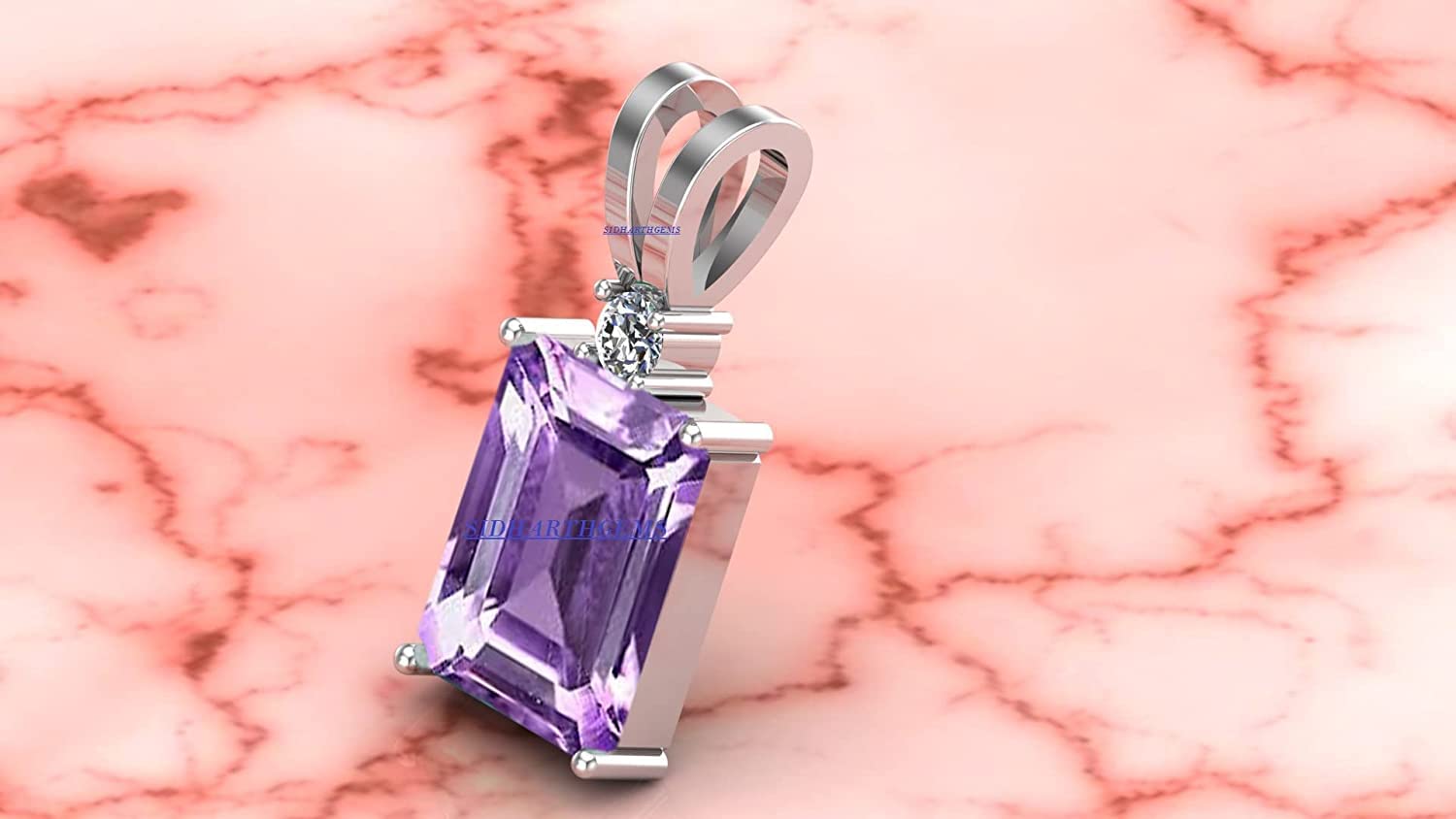 Tongari 8.00 Ratti 7.25 Carat Deluxe Quality Katela Amethyst Silver Plated Pendant/Locket Gemstone