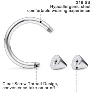 Ocptiy 6G 8G 12G 14G 16G Ear Earrings Gauges Septum Nose Plugs Tunnels Stretching Kit Surgical Stainless Steel Large Big Wide Septum Eyebrow Lip Belly Ring Cartilage Helix Tragus Earring Piercing Kit