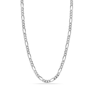 lecalla 925 sterling silver rhodium plated 3.5 mm italian solid diamond-cut figaro link chain necklace for women 18 inches