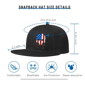 USA America Flag Horror Skull Hat Fashion Reaper Grim Snapback Hats for Men Flat Bill Brim Snap Backpack Trucker Hats Adjustable Men's Horror Baseball Caps