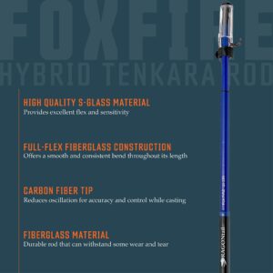 DRAGONtail Foxfire zx280 Zoom Zoom Fiberglass - Hybrid Tenkara Rod, with Level Line Kit - Blue